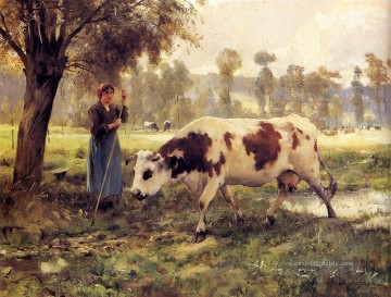 Kühe auf der Weide Leben Bauernhof Realismus Julien Dupre Ölgemälde